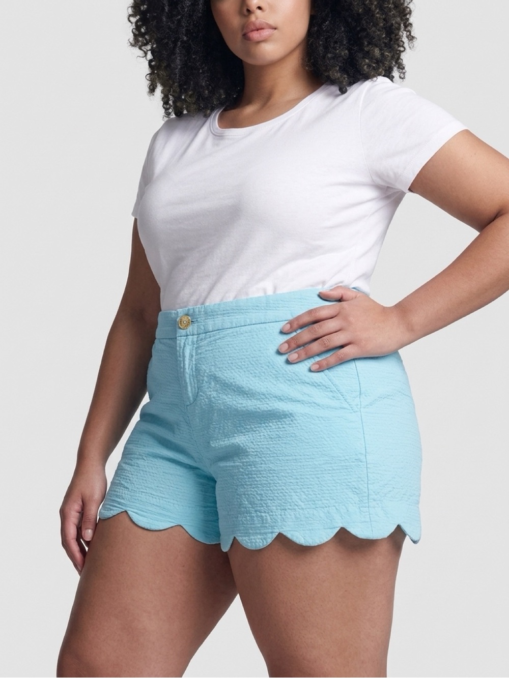 Lilly Pulitzer Light Blue Scallop-Hem Shorts size 12